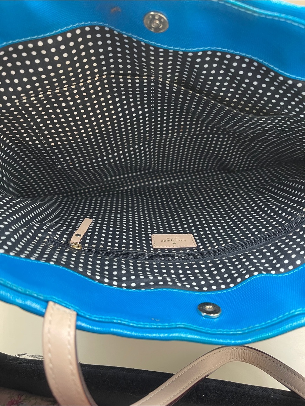 kate spade Turquoise Blue Tote with Tan Straps - Picture 8 of 10